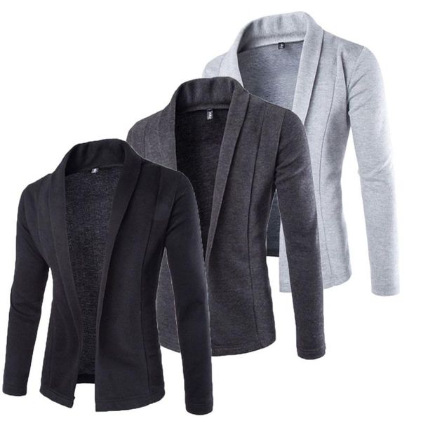 

fashion 2020 men's casual slim fit solid no button suit blazer business work coat jacket outwear, White;black