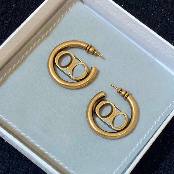 

Have stamp fashion letter hoop earrings aretes orecchini for women party wedding lovers gift jewelry engagement with box