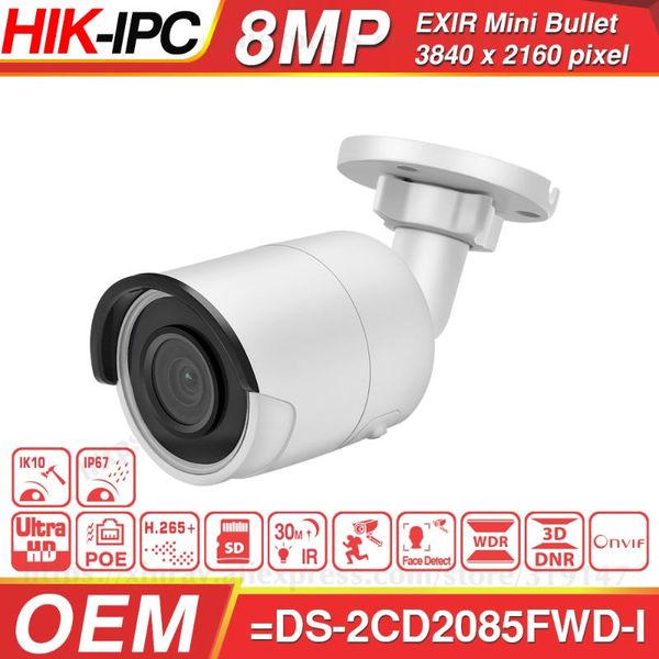 

cameras hikvision oem ip camera 8mp form ds-2cd2085fwd-i network cctv poe wdr sd card slot