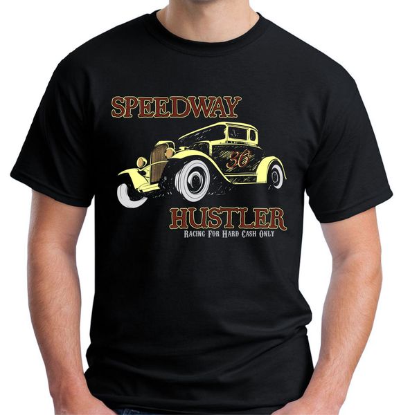 

2019 100% cotton mens premium speedway hustler t-shirt rat rod old school race v187 tee shirt