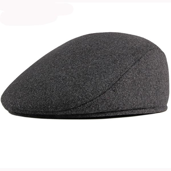 

berets men cap male thick warm winter wool hat adjustable ivy sboy flat dad hats with ear flaps beret, Blue;gray