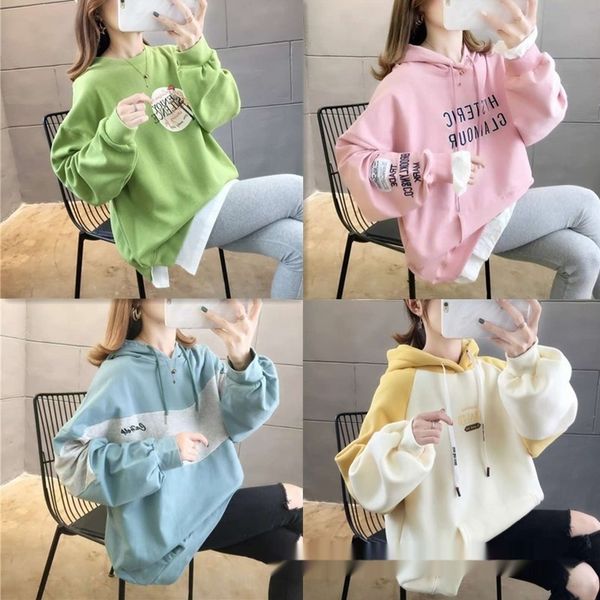 

autumn and winter korean style women's hooded long sweater sweater sleeve women's large size clothing babrt, Black