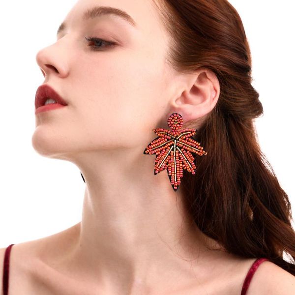 

manilai bohemian resin beads leaf dangle earrings women handmade big earrings ethnic jewelry statement brincos 2020, Silver