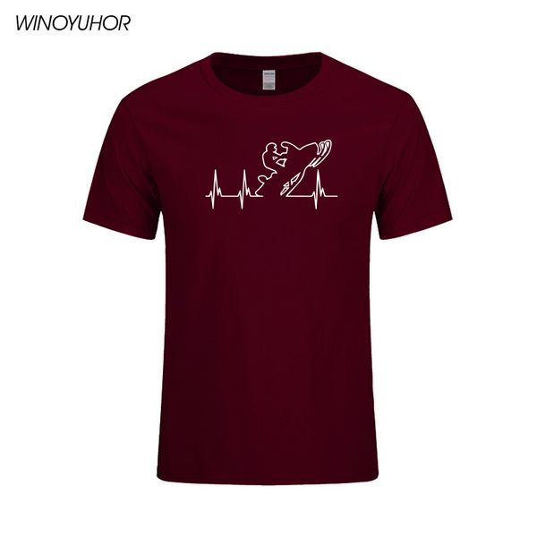 

heartbeat snowmobile print t shirt men summer funny short sleeve t-shirt men causal cotton tees sporting
