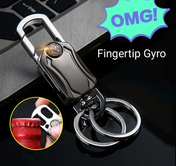

автомобильный fingertip гироскоп брелок бутылка пива открывалка три в одном многофункционального key ring мужского персонализированного тали, Silver
