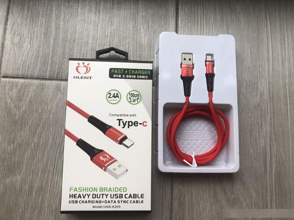 

olesit micro usb c cable nylon braided data sync charging type-c cable for samsung xiaomi huawei oneplus usb-c with retail box