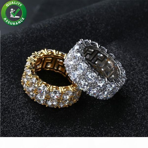 

hip hop iced out ring micro pave cz stone tennis ring men women charm luxury jewelry crystal zircon diamond gold silver plated