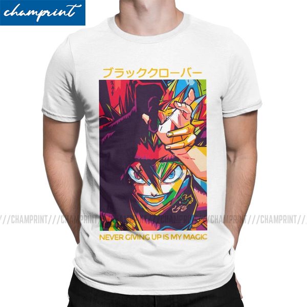 

men's demon asta t shirt black clover japanese anime pure cotton funny short sleeve o neck tees printing t-shirt