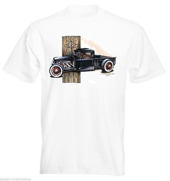 

2019 100% cotton mens t-shirt 30's pick up rat rod truck muscle v8 tee shirt
