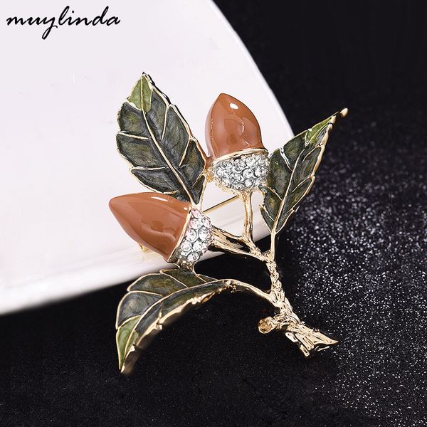 

fashion enamel pin filbert fruit acorn broche brooch pin women costume sweater metal brooches pins clothes jewelry, Gray