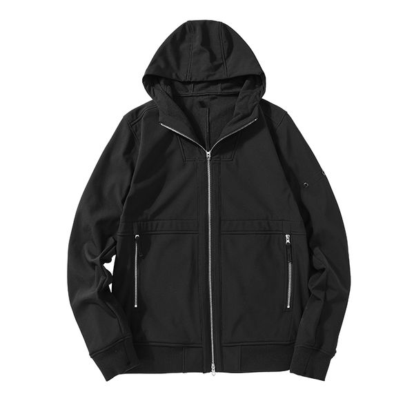 

20fw waterproof fabric of soft shell jacket with plush in autumn and winter fashion men's windbreaker coat, Black;brown