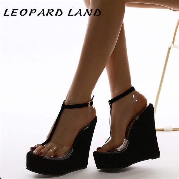 

women's sandals for women and ladies 2020 new high heel wedge heel waterproof platform large size sandals cwf-zg9913-20 0922, Black