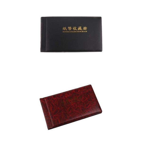 

banknote currency collection album paper money pocket 30 pages wine red&blue