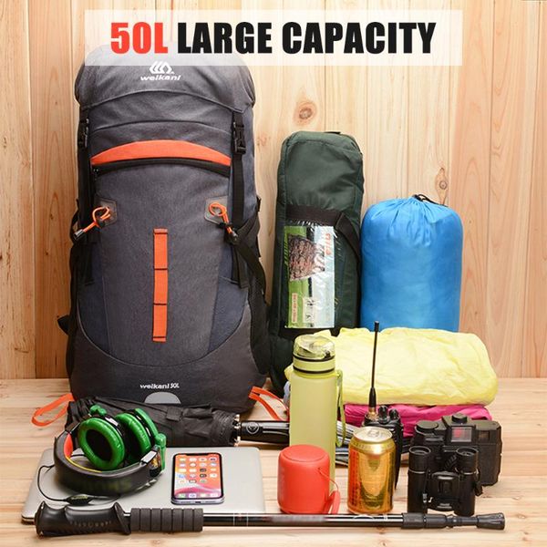 

new 50l outdoor backpack camping climbing bag waterproof mountaineering hiking backpacks molle sport bag climbing rucksack