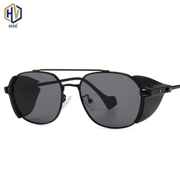 

sunglasses retro punk round men women brand design metal double beam sun glasses fashion gradient lens eyeglasses uv400, White;black