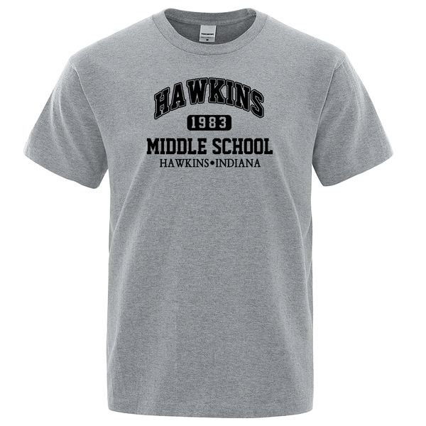 

спорт странные вещи hawkins high school тенниска мужчины с коротким рукавом рубашки t фитнес вскользь тройника рубашки mens лета хлопка футб