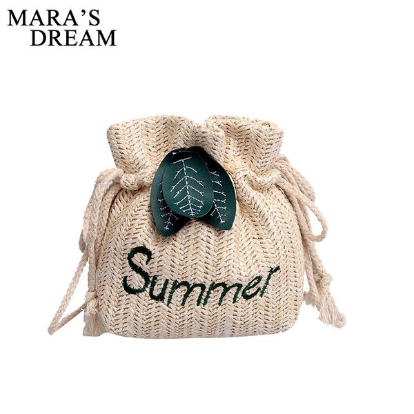 

mara's dream 2020 women's solid color straw woven bucket bag straw bag rattan beach diagonal package