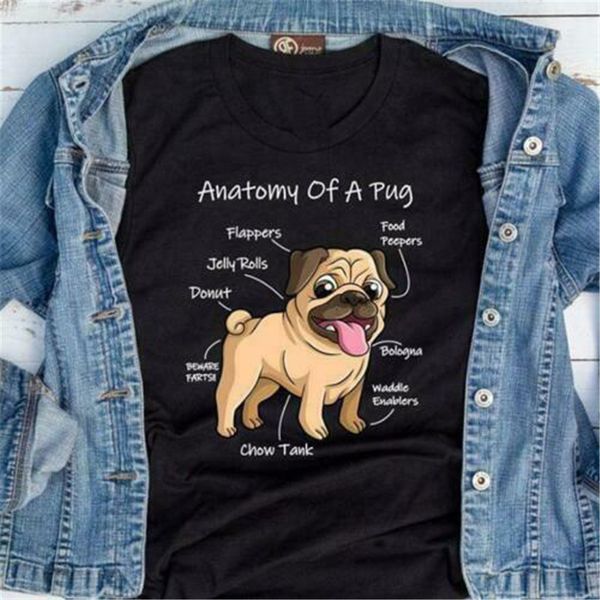 

anatomy of a pug men t-shirt cotton s-3xl confortable tee shirt