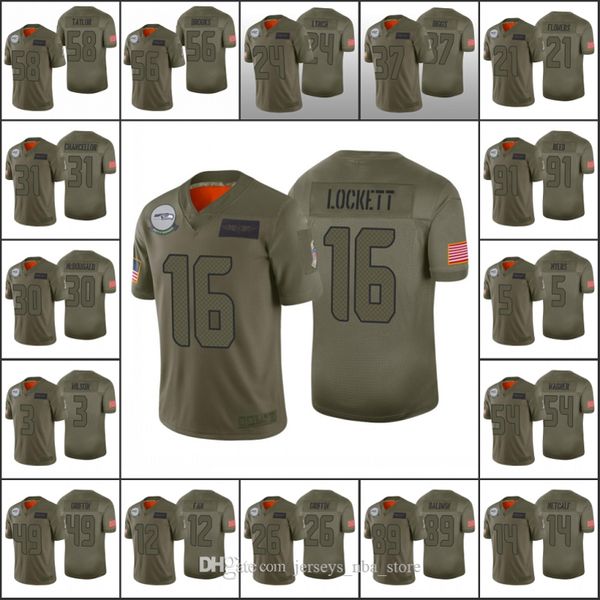 

Seattle Seahawks Men #16 Tyler Lockett 14 D.K. Metcalf 89 Doug Baldwin Custom Women Youth NFL Camo Jersey 2019 Salute to Service