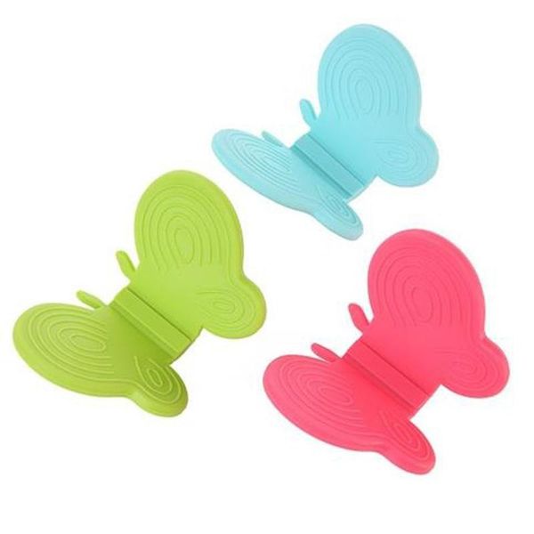 

2pcs/set butterfly shaped silicone anti-scald devices fridge magnet kitchen tool insulation plate clamp