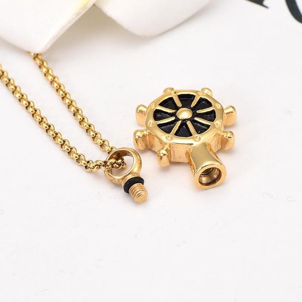 

ijd9391 stainless steel ship rudder cremation keepsake pendant for ashes urn shape memorials necklace for men jewelry, Silver