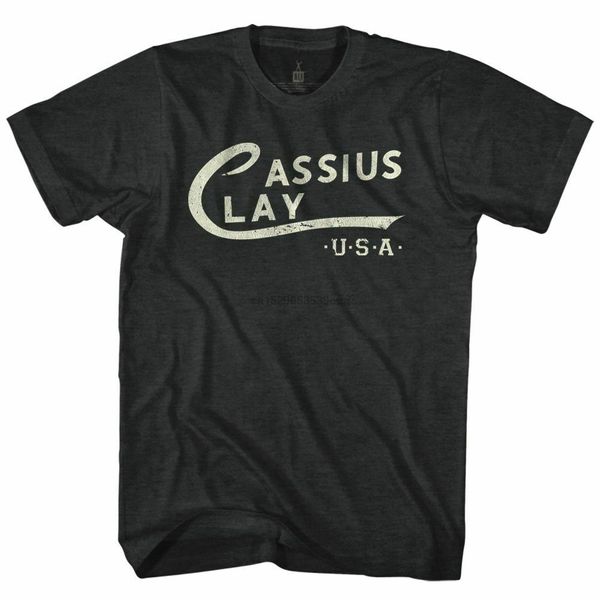 

muhammad ali men's short sleeve t-shirt black heather cassius clay logo