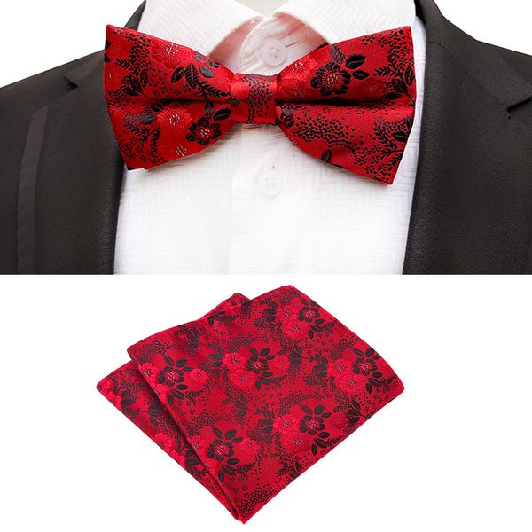 

linbaiway men's polyester bow tie hanky set paisley print bowtie for men pocket square ties wedding floral butterfly custom logo, Blue;purple