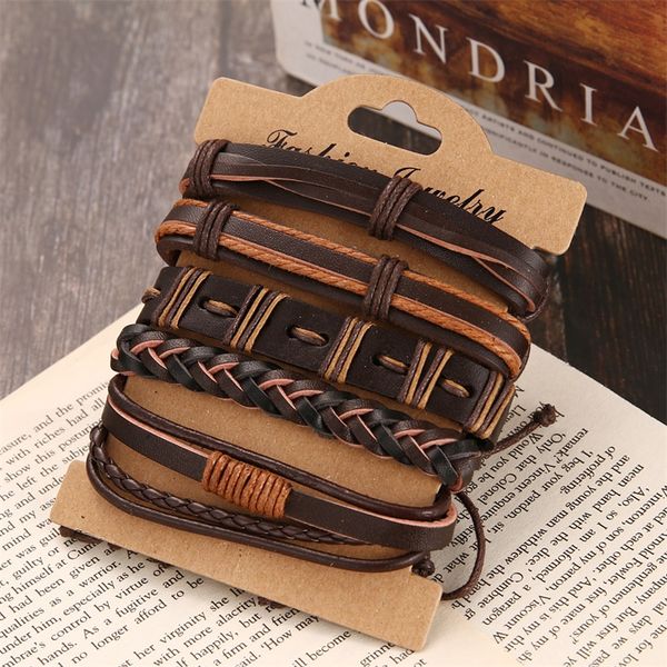 

ifmia retro brown color braided rope leather bracelets for men multilayer bracelets vintage handmade wristband bracelet jewelry, Golden;silver