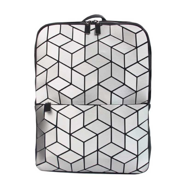 

youse male and female cubic cube geometric backpack lady laser backpack couple diamond shaped college style folding bag