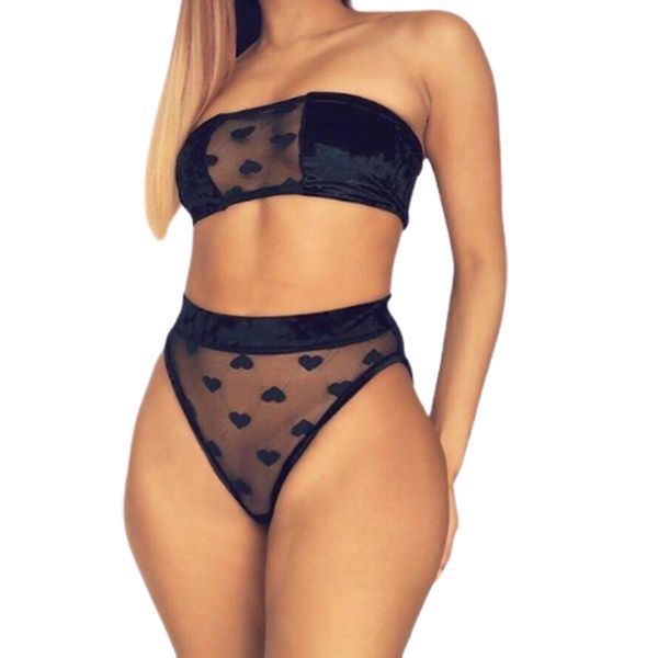 

women lingerie strapless bra panties sets hollow out sleeveless geometric printed polyester fashion lingerie sets, Red;black