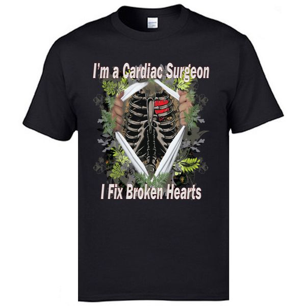 

men's crewneck t-shirts cardiac surgeon fix broken hearts xxl plus size father tshirts leisure print loose t shirt men