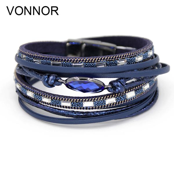 

vonnor bracelets multi-layer winding wrap leather bracelet fashion women hand jewelry summer accessories for female, Golden;silver