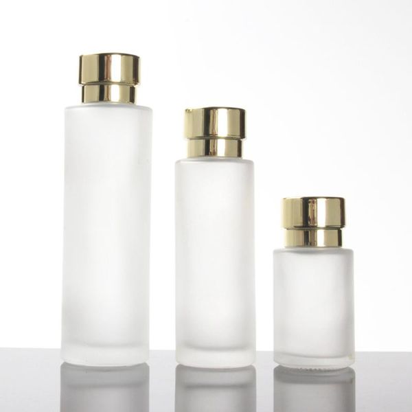 

storage bottles & jars 20ml clear frosted cosmetic toner bottle with gold lid