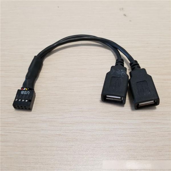 

10pcs/lot motherboard usb2.0 9pin female to dual a female splitter data cable 24awg for usb device external to internal