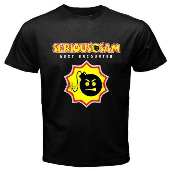 

serious sam text - custom mens black t-shirt tee