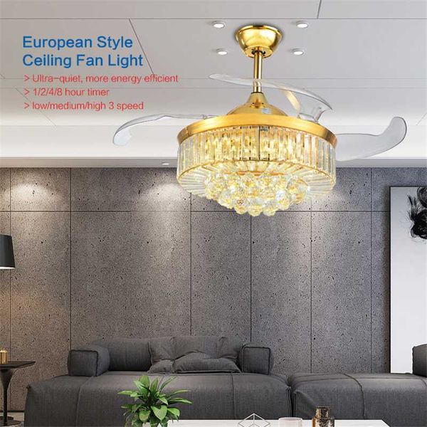 

riyueda new product living room 220 volt easy installed ceiling fan with light hidden blade