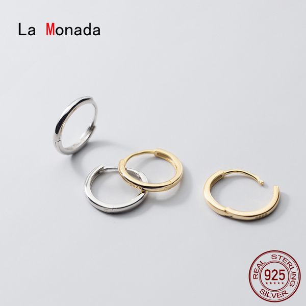

la monada glossy circle minimalist woman hoop earrings silver 925 fine in jewelry 925 sterling silver earrings for women hoops, Golden;silver