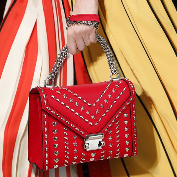 

genuine leather handbags women rivet chain bag luxury designer woman messenger shoulder bag for ladies hand bags envelope purse