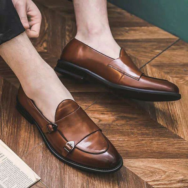 

2020 new cross-border large-size cross-border retro literary fan pedal mens shoes fashion catwalk business pointed mens shoes, Black