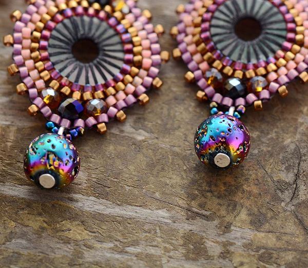 

new women earrings fancy seed beads lava stone drop earring girlfriend gifts exquisite lady elegant jewelry dropship