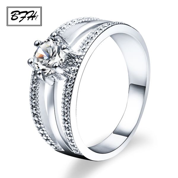 

wedding rings bfh luxury fashion silver colour dainty crystal engagement for women man couple finger wear love ring jewelry, Slivery;golden