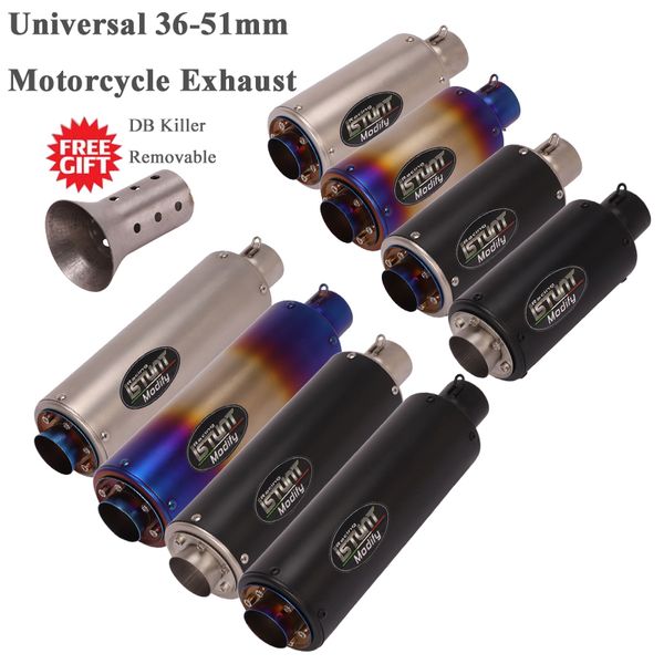 

motorcycle exhaust system universal 51mm pipe escape modified muffler db killer for ninja 400 390 msx125 mt09 pitbike k8