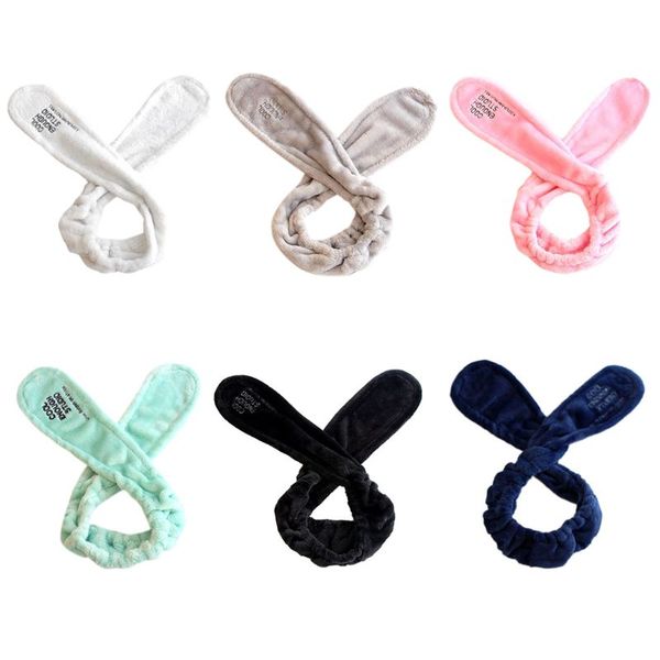 

women girls iron wire spa wide headband adjustable ears bowknot hairband letters embroidered makeup turban headwrap