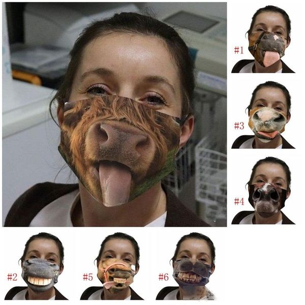 

funny cloth face mask dustproof mascarilla washable respirator horse mouth protective funny 3d printing spoof festival woman man 4 5wsi d2