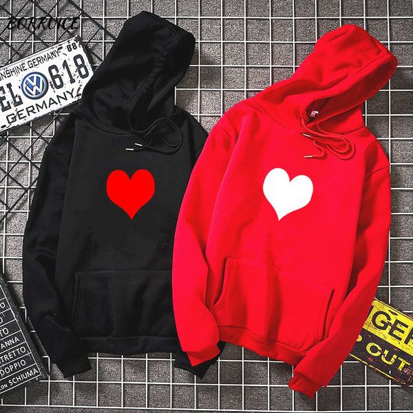 

fashion womens autumn winter hoodies fleece heart print harajuku pullover loose lover hoodies sweatshirts couple casual coat, Black