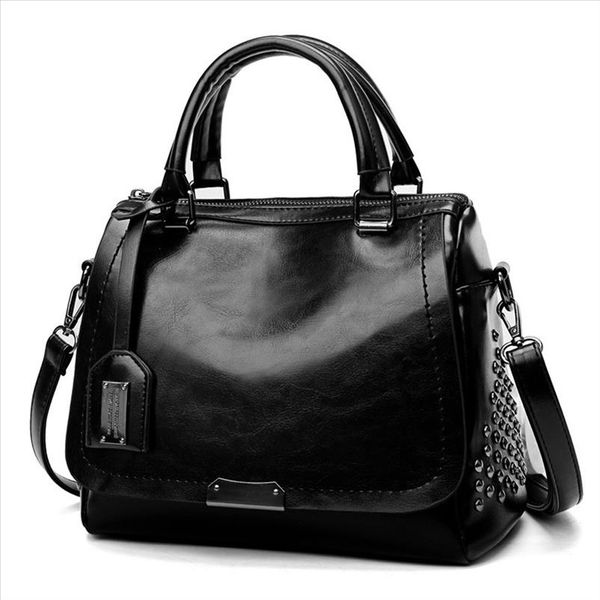 

womens fashion solid color iron ornaments rivets covered shoulder bag messenger bag handbags sac bandouliere yl5