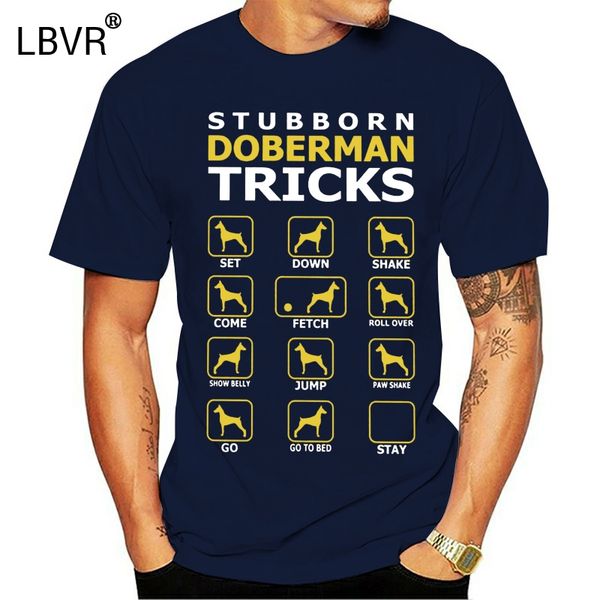 

stubborn doberman dog tricks funny dog t shirt men gray clothes short sleeve vintage t-shirts o neck cotton tees