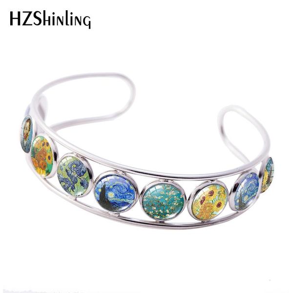 

2020 new gogh starry night almond branch in bloom bracelets bangle handmade jewelry, Black
