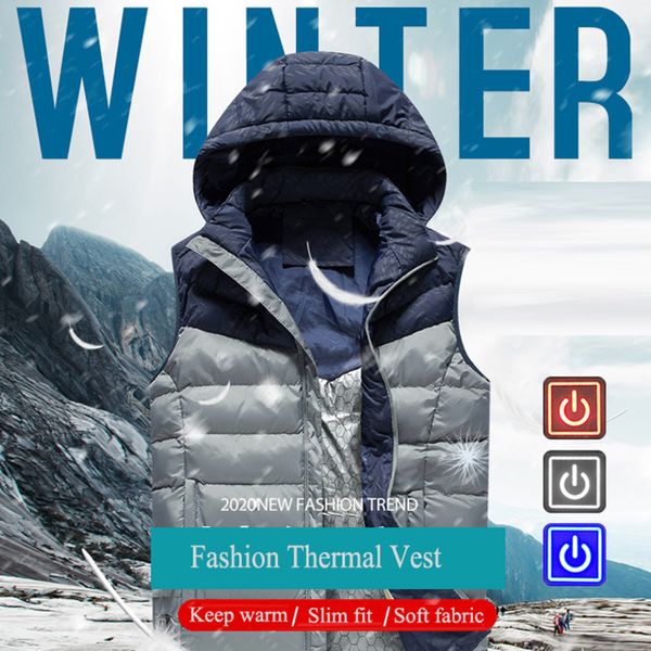 

супер теплый 2020 мужские графен отопление usb электрическое отопление vest интеллектуальные теплая одежда женские теплый хлопок жилет 4 цве, Gray;blue