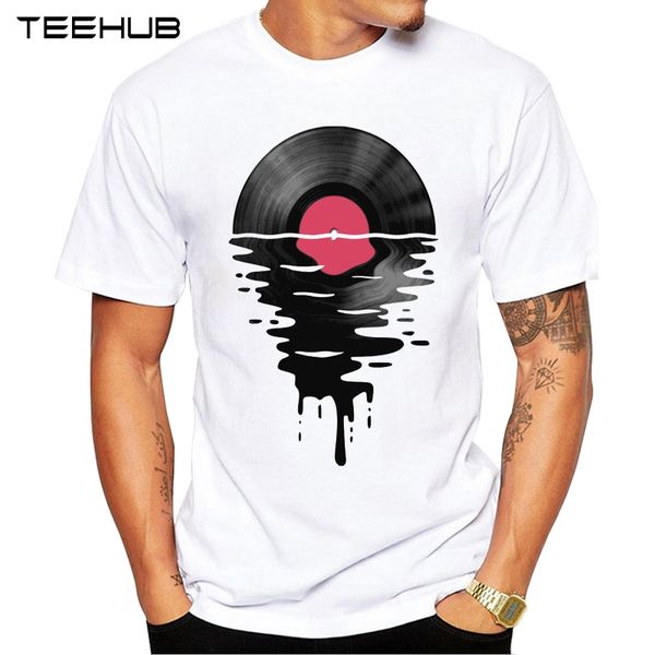 

2019 teehub men's fashion record sunset printed short sleeve t-shirt hipster o-neck design cool desgin tee